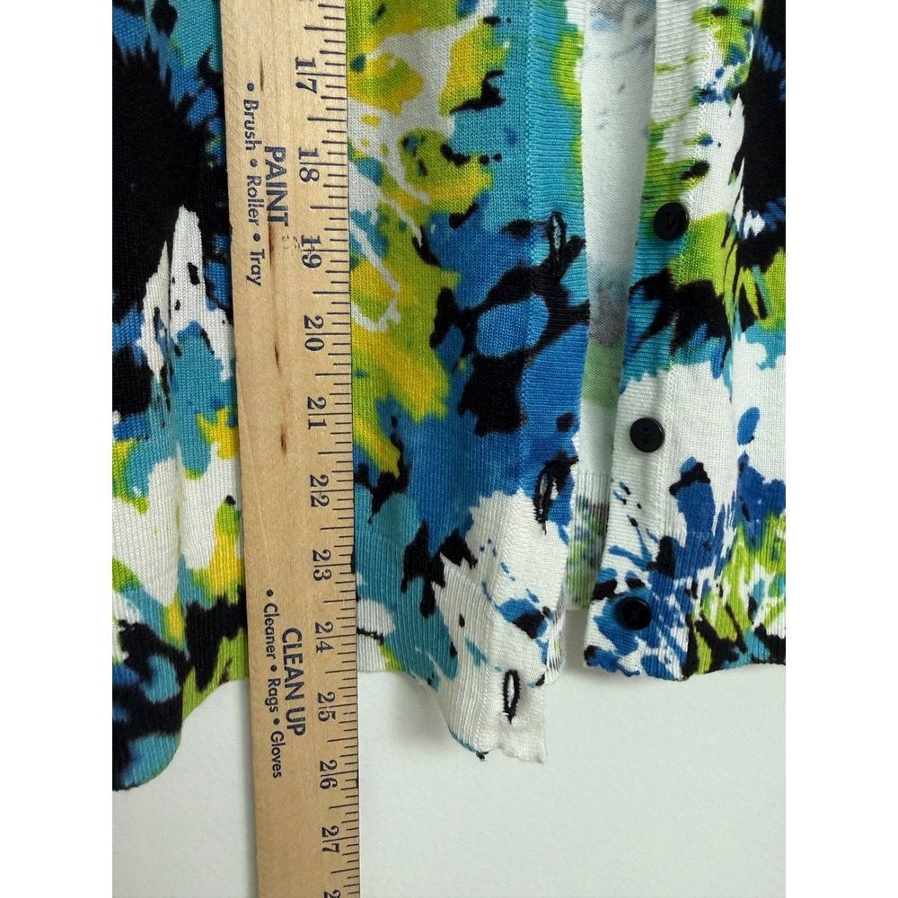 Joseph A Womens Blue Green Floral Tie Dye Button Front Cardigan Sweater Size M - Picture 4 of 6